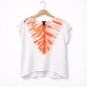 FUN & FLIRT | Orange & White Creamsicle Tie-Dye Short Sleeve Top – Women’s Mediu
